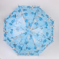 Зонт трость "Листопад" цвет синий, п/авт R45/55 8спиц 