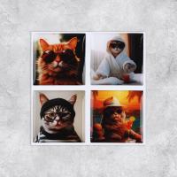 Объемные 3D стикеры на телефон «Деловые котики», 4 шт, 3 × 3 см  