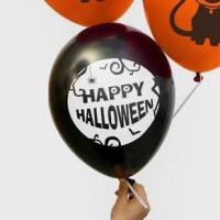 Воздушный шарик с надписью "Happy Halloween" черный