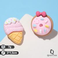 Серьги "Вкусности" пончик с мороженым, цвет бело-розовый
