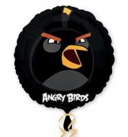 Воздушный шарик воздушный фольгированный "Angri birds птичка" (черный) 40см