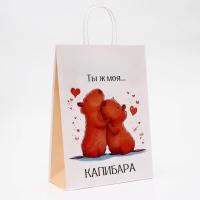 Пакет крафт "Моя Капибара", 24 х 10,5 х 32 см