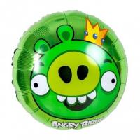 Воздушный шарик фольгированный "Angri birds свинка" (зеленый) 40см